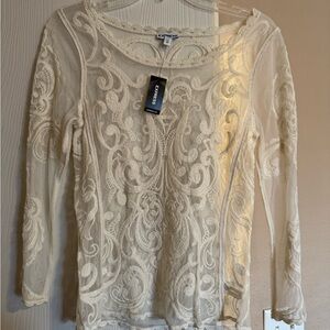 Express Cream Lace Top